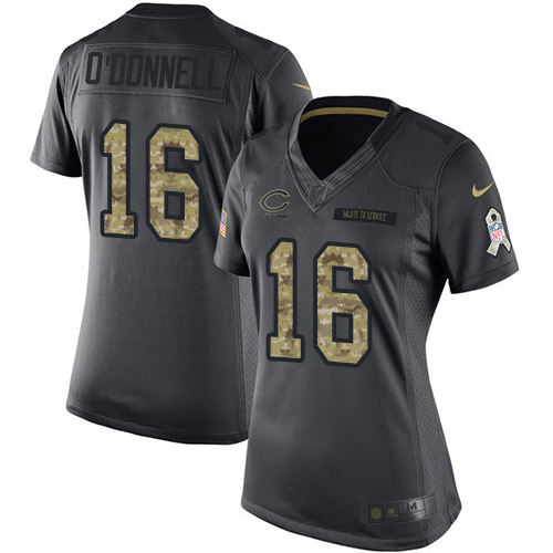 Women's Limited Pat O'Donnell Nike Jersey Black - #16 2016 Salute to Service NFL Chicago Bears